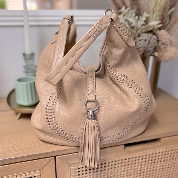 Lauren Ralph Lauren “Indian Cove” Leather Hobo Bag in Sandstorm Beige Leather - Picture 3 of 16